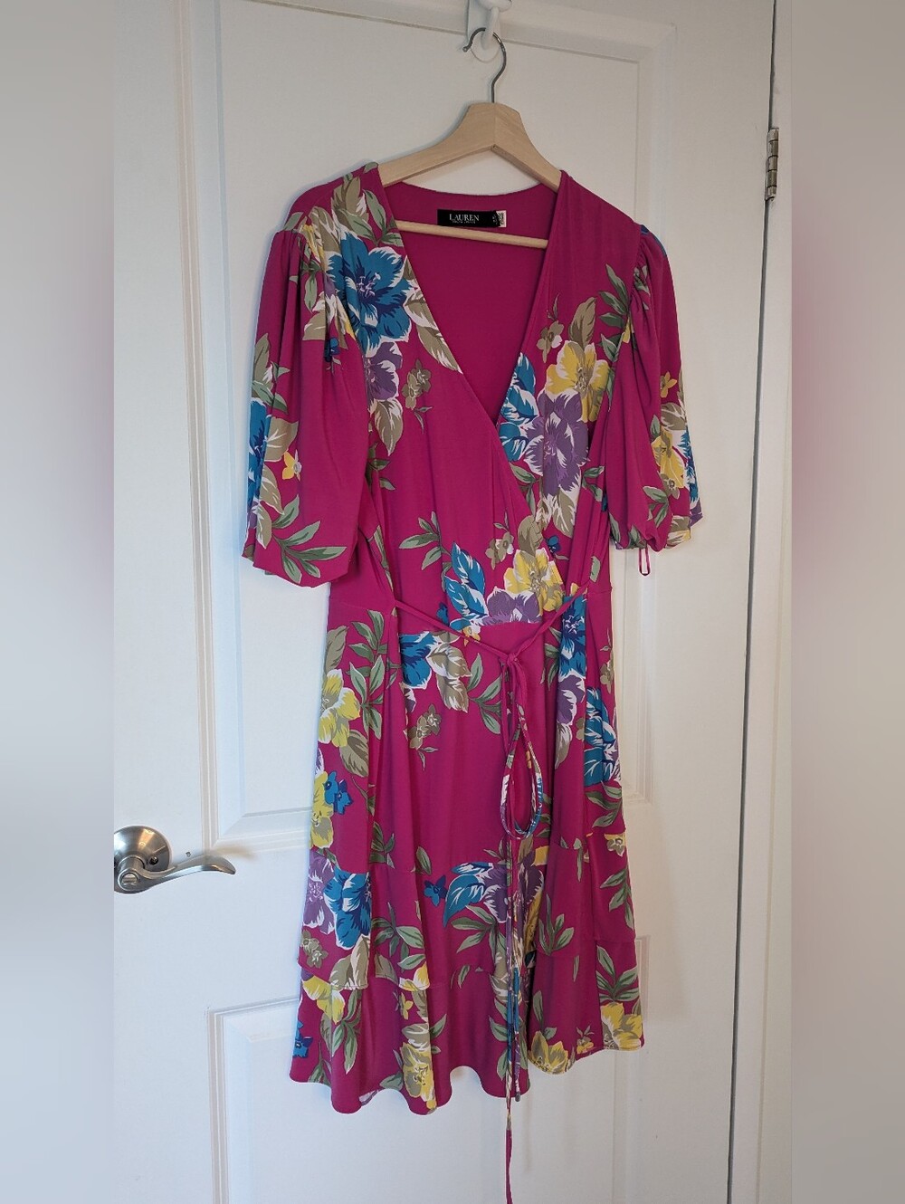 Lauren Ralph Lauren Fuchsia Floral Wrap Dress | Size 16W